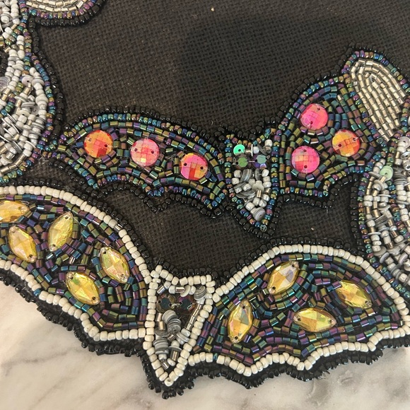 TAHARI Fall/Halloween "BATS-JACK-O-LANTERNS" Beaded Charger Placemat Gorgeous! - Picture 2 of 4